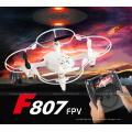 2015 nuevos aviones no tripulados RC F807 VS H107D Quadcoter pantalla LCD 4CH 2.4G Gyro FPV helicóptero UFO sin cabeza con cámara HD / FPV